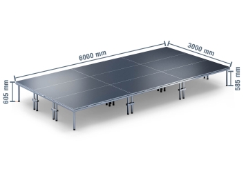 6 m x 3 m Mobiili tapahtumalava EBM850/2, 605 mm korkea, 9 moduulia, 850 kg maks. kuormitus moduulia kohti 
