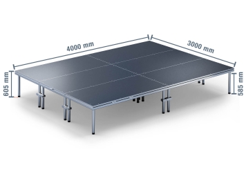 4 m x 3 m Mobiili tapahtumalava EBM850/2, 605 mm korkea, 6 moduulia, 850 kg maks. kuormitus moduulia kohti 