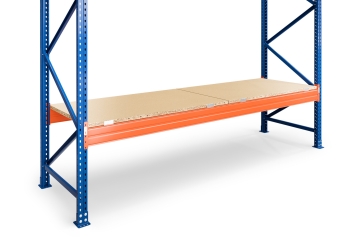 7,6 m pallet racking PR15000 / 110 cm deep / 3 m high / 3 levels / rack layer Wood 