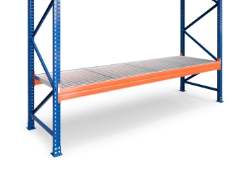 5,7 m pallet racking PR15000 / 110 cm deep / 3,5 m high / 2 levels / rack layer Galvanised mesh 