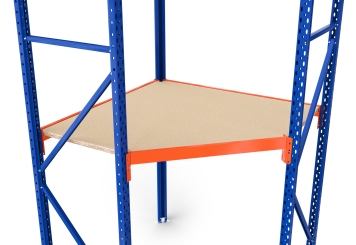 2.300 mm x 2.300 mm corner rack / storage rack LR2000 / 60 cm deep / 2 m high / 2 levels / rack layer Wood  