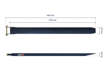 Fork extension for forklift, 1.830 mm, max. WLL 3.000 kg, SolidHub 