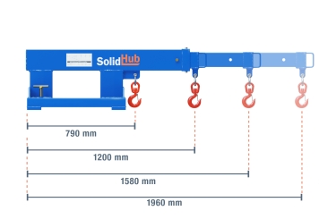 Crane arm KA2500 for forklift, WLL 2.500 kg, SolidHub 