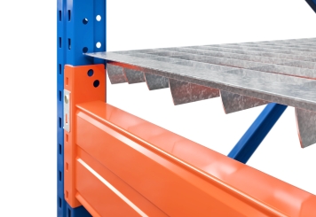 5,7 m pallet racking PR15000 / 110 cm deep / 3,5 m high / 2 levels / rack layer Galvanised mesh 
